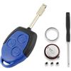 GLOUVDEYZ Guscio di ricambio per chiave auto a 3 pulsanti per Ford Transit Connect VANS MK7 2006-2014 + batteria VL2330 + cacciavite + portachiavi