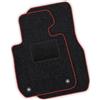 moto-MOLTICO Tappetini anteriori per auto, in velluto, adatti per Peugeot 207 2006-2012, set da 2 pezzi, colore nero con cuciture decorative rosse