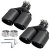 Catekro 2 Pezzi 63mm Terminale Scarico Auto, 2,5 Doppia Uscita, Nero Opaco | Uscita Scarico, Acciaio Inox & Fibra di Carbonio Tubo Terminale Marmitta Sportivo Fissare, con Bulloni Chiave Inclusa