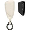 kwmobile Custodia Chiavi Vera Pelle Compatibile con VW Golf 8 con 3 tasti Custodia - Car Key Case con Anello Portachiavi - Accessori Auto - bianco