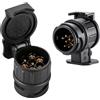 Zocipro 2 Pezzi Adattatore 13 Poli a 7 Poli per Rimorchio, 12V Impermeabile | Connettore per Auto, Camper, Barca e Caravan (Nero)