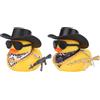 BOXOB 2 Pz Anatre di Gomma Decorazione Cruscotto Auto, Divertente Anatra Decorazione Interni Auto con Cappello da Cowboy Collana d'oro e Occhiali da Sole Accessori Auto Fantastici per Ufficio Casa