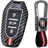OTMIK Fibra di Carbonio Copertura Della chiave Dell'auto in lega di zinco Compatibile con Peugeot 3008 208 308 508 408 307 4008 Accessori chiave auto (Fibbia quadrata)