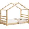 [en.casa] Letto a Casetta per Bambini Letto per Cameretta Struttura in in Legno di Pino in Stile Montessori Zona di Riposo 80x160 cm Naturale