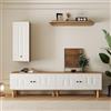 Moimhear Parete per soggiorno, 3 pezzi, ideale per: Highboard, armadi, parete a parete, bianco e legno, pannelli per porte intagliate, adatto per soggiorno