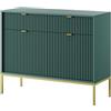 3E 3xE living.com 3xE living Credenza con Cassetti 104 cm, 2 Cassetti, 2 Ante, Verde, Maniglie Oro, 104 x 39 x 83 cm