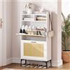 Dripex Armadietto per scarpe stretto rattan bianco 60x24x114