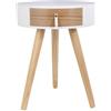 HowHomely Comodino rotondo 35 x 35 x 46 cm - comodino bianco tavolino da letto comodino moderno scandinavo decorazione in legno