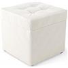 Velora Home&Living VELORA H&L Pouf Contenitore 45 x 45 cm Bianco - Pouf in Velluto con Seduta Imbottita, Struttura Solida, Portata fino a 150 kg, Sgabello Poggiapiedi per Soggiorno Camera e Ingresso