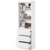 hitsuki Scaffale Bianco con Cassetti 60x32x180cm Libreria Alta per Soggiorno Camera Letto Ufficio Mobile Contenitore