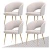 SUPPNEED Set di 4 sedie da pranzo, gambe dorate, sedie da cucina con bracciolo, poltrone per soggiorno, camera da letto, ufficio (Velluto a coste, Bianco riso)