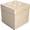 Velora Home&Living VELORA H&L Pouf Contenitore 45 x 45 cm Crema - Pouf in Velluto con Seduta Imbottita, Struttura Solida, Portata fino a 150 kg, Sgabello Poggiapiedi per Soggiorno Camera e Ingresso
