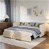DAHUEN Divano letto per 2 posti, divano letto 90/180 x 200 cm con rete, letto estraibile, velluto, beige (senza materasso) (Beige)