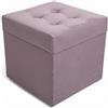 Velora Home&Living VELORA H&L Pouf Contenitore 45 x 45 cm Lilla - Pouf in Velluto con Seduta Imbottita, Struttura Solida, Portata fino a 150 kg, Sgabello Poggiapiedi per Soggiorno Camera e Ingresso