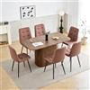 GrandCA HOME Set da Pranzo 6 Sedie in Ecopelle Tecnica Marrone Chiaro e un Tavolo Rettangolare 160x90 — Ideale per Cucine e Soggiorni (Impiallacciatura di Noce)