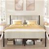 VASAGLE Struttura Letto Matrimoniale, 160 x 200 cm, con Testiera Imbottita, Telaio del Letto, Doghe in Acciaio, Regge fino a 500 kg, Montaggio Facile, Beige RMB975LH01V1