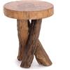 DESIGN DELIGHTS Robusto Legno di Teak 40 | 41 x 34 cm (Altezza x Diametro), Legno Anticato, tavolino Rustico, Sgabello a Tre Piedi, tavolino in Legno | Colore: 01 Natura Vintage
