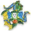 SICILIA BEDDA CAPACI Trinacria in Ceramica Siciliana, h 20 x 18 cm ca. (1Unità) Varie Opzioni Colore Fondo - Giallo