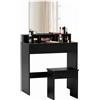 HOMCOM Postazione Trucco con Sgabello e Specchio 75x38x135 cm Nero