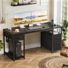 YOUDENOVA Scrivania per Computer 140 cm con Multipresa, Scrivania con 4 Cassetti | Scrivania con USB A/C Multifunzionale per Ufficio, Studio e Gaming, Montaggio Semplice Nero
