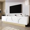 luckdect Mobile TV, supporto TV, 4 ante a spinta, 4 ripiani, lunghezza 175 cm, mobile TV da soggiorno, armadio basso soggiorno interno per TV fino a 70 pollici