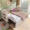 Dolamaní Divano letto 90/180 x 200 cm con funzione di sonno, letto imbottito con cassetta, letto estraibile stessa altezza con USB, lino (beige)