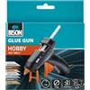 Bison Glue Gun Hobby - Pistola per colla a caldo per hobbistica e creativa, per incollare rapidamente diversi materiali, plastica, tessuto, cartone, ceramica, vetro, tra loro