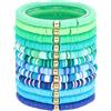 PH PandaHall Braccialetti di Perline di Argilla Heishi Surfer 12 Bracciale di Perline Impilabili In Argilla Polimerica Verde e Blu Elastico Bracciale Amicizia Boho Set di Gioielli Estivi Spiaggia