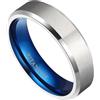 Hoisy Anello per Coppia in Titanio Incisione, 4MM/6MM/8MM Rotondo Spazzolato Bicolore Anello in Blu Argento per Matrimonio Uomo
