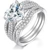 JewelryPalace 3ct Anelli Cuore Donna chapado en oro blanco de 14K con Cubic Zirconia, Solitario Anello Promessa Pietre, Diamante Simulato Fedine Fidanzamento Matrimonio Set Anelli Gioielli Donna 19.5
