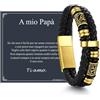 ChainsHouse Bracciale Uomo in Pelle con Biglietto Ideale Regalo per Lui | Regalo Uomo Compleanno Anniversario Laurea Natale per Marito Padre Figlio Amico, Braccialetto 19/21/23/25cm Confezione Regalo