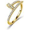 ZUOHUI Anello con moissanite for Unghie in Argento Sterling S925 for Donna - Fascia Minimalista impilabile da 0,5 ct, Anello ipoallergenico for l'uso Quotidiano in Ufficio