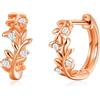 Philip Jones Orecchini a Cerchio Foglia Placcati Oro Rosa Creati con Cristalli Zircondia®