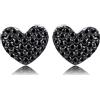 JewelryPalace 0.29ct Naturale Nero Spinello Gioielli Donna Amore Cuore Pavé Stud Orecchini a Perno Argento 925 Sterling