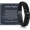 ChainsHouse Bracciale Uomo in Pelle con Biglietto Ideale Regalo per Lui | Regalo Uomo Compleanno Anniversario Laurea Natale per Marito Padre Figlio Amico, Braccialetto 19/21/23/25cm Confezione Regalo
