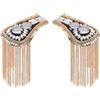 SUPERFINDINGS 2 Pz Moda Nappa Spalline Metallo Punk Spalla Distintivo Staccabile Platino Spallina Decorazione Spalla Fissa con Spillo per Giacche Metallo Punk Frangia