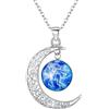 Clearine Collana Argento 925 Oroscopo Zodiaco 12 Costellazione Astrologia Galassia & Mezzaluna Luna Perle di vetro Pendente Collana