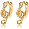 VIKI LYNN Orecchini a cerchio con note musicali, da donna, in argento Sterling 925, placcati in oro 18 K