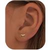 PRTGL Orecchini a Bottone Flat Back - Placcati in Oro 14K o Oro Bianco, Orecchini Stud con Chiusura Piatta da Donna