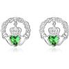 TANGPOET Claddagh Orecchini da donna in argento 925 irlandese Claddagh orecchini gioielli con smeraldo verde cuore pietra regalo per compleanno, festa della mamma, Natale, San Valentino, anniversario