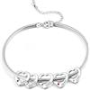Jeweidea Bracciale da Donna Personalizzato con Pietra Natale Nome Inciso, Acciaio Inossidabile Catena Regolabile Cuore Ciondolo Argento Oro Regalo per Mamma, Nonna, Festa della Mamma Natale