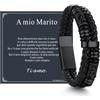 ChainsHouse Bracciale Uomo in Pelle con Biglietto Ideale Regalo per Lui | Regalo Uomo Compleanno Anniversario Laurea Natale per Marito Padre Figlio Amico, Braccialetto 19/21/23/25cm Confezione Regalo