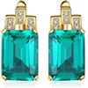 JewelryPalace 7.6ct Orecchini Donna Argento 925 con Simulato Smeraldo, Rettangolo Piercing Orecchini Dorati in Oro con Pietra Verde a Taglio Smeraldo, Orecchini Verdi in Oro Rosa Set Gioielli Donna