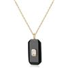 COAI Collana da Donna in Acciaio Inox Placcato Oro 18K con Ciondolo Targhetta di Ossidiana Nera Pietra Naturale, Collana Ossidiana da Donna