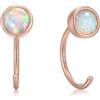 CHIC & ARTSY Orecchini a semicerchio in argento Sterling 925 da donna, delicati cerchi Huggie con opale sintetico, pietra di luna, zirconia cubica e pietre preziose, leggeri e comodi da indossare