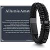 ChainsHouse Bracciale Uomo in Pelle con Biglietto Ideale Regalo per Lui | Regalo Uomo Compleanno Anniversario Laurea Natale per Marito Padre Figlio Amico, Braccialetto 19/21/23/25cm Confezione Regalo