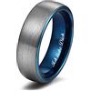Zakk Anello da uomo e donna in tungsteno spazzolato 6mm 8mm nero/blu con Ich liebe Dich Inciso (Blu 6mm,71 (22.6))