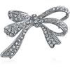 Bling Jewelry Inverno Nozze Vacanza Bianco Scintillante Cristallo Moda Nuziale Grande Dichiarazione Nastro Arco Sciarpa Spilla Per Le Donne Placcato Argento