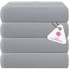 CASA COPENHAGEN Set Regalo di Asciugamani Designer XL da 4 Pezzi - 100% Cotone Egiziano - Viola Ardesia, 70x140 cm, 4 Teli Bagno (Set Regalo Perfetto per Donne e Uomini)