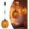 Strixorn Lampadario Rattan a Batteria 2 Pezzi senza Fili E27 Dimmerabile | , Lampada Sospensione Boho Vintage in Vimini Intrecciato per Camera Soggiorno Terrazzo